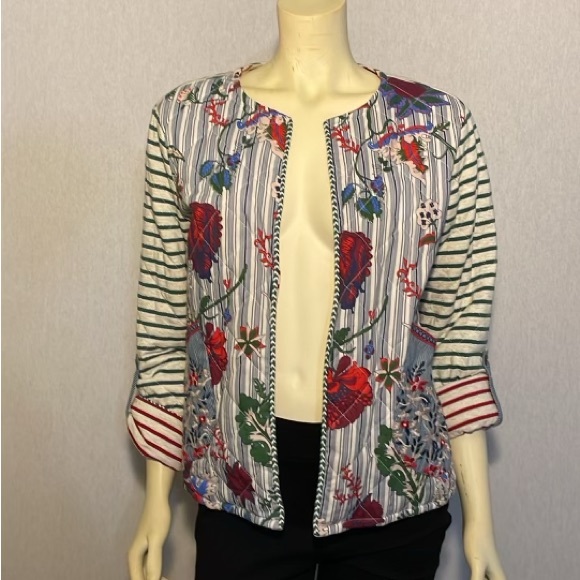 John Mark floral / striped jacket, size M - Picture 1 of 14